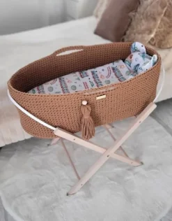 Kosz Mojżesza BOHO Handmade ze stojakiem - caramel
