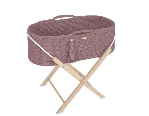 Kosz Mojżesza BOHO Handmade ze stojakiem - mauve