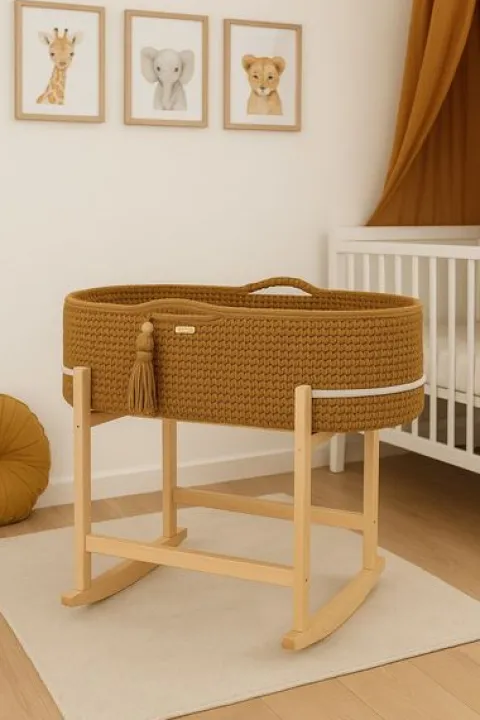 Kosz Mojżesza BOHO Handmade z kołyską - caramel