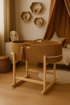 Kosz Mojżesza BOHO Handmade z kołyską - caramel