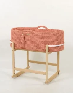 Kosz Mojżesza BOHO Handmade z kołyską - blush
