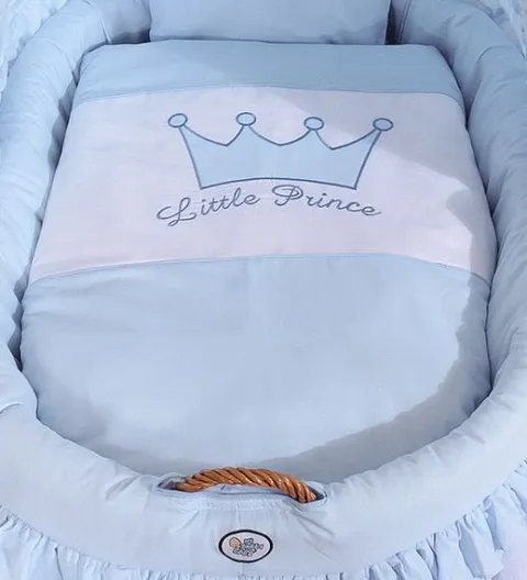 Kosz Mojżesza wiklinowy ze składaną budką- Little Prince niebieski