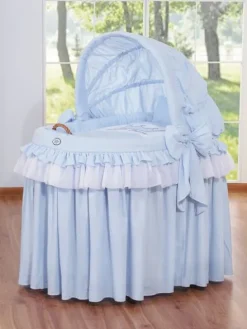 Kosz Mojżesza wiklinowy ze składaną budką- Little Prince niebieski