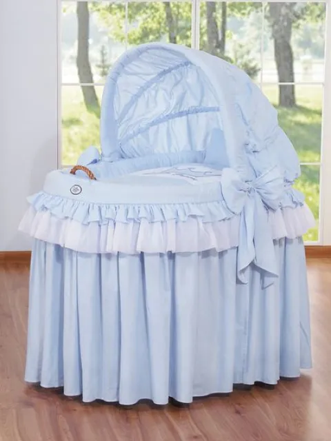 Kosz Mojżesza wiklinowy ze składaną budką- Little Prince niebieski