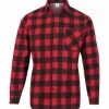 KOSZULA FLANELOWA W KRATĘ MĘSKA CASUAL CZERWONA JHK BAWEŁNA 100% XXL POLSK