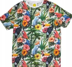 KOSZULA HAWAJSKA T-SHIRT HAWAJSKI KWIATY PAPUGIXXL