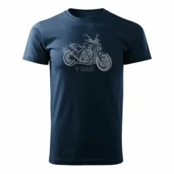 Koszulka motocyklowa z motocyklem Yamaha V MAX VMAX męska granatowa REGULAR M