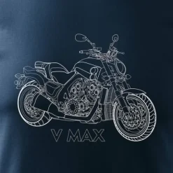 Koszulka motocyklowa z motocyklem Yamaha V MAX VMAX męska granatowa REGULAR M