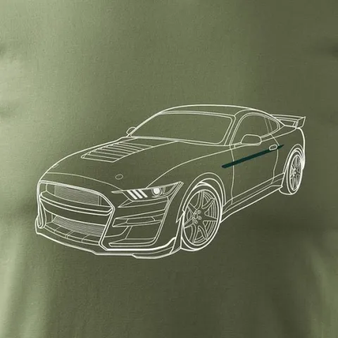 Koszulka motoryzacyjna z Fordem Mustangiem Ford Mustang Shelby GT F35 męska khaki REGULAR S