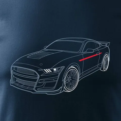 Koszulka motoryzacyjna z Fordem Mustangiem Ford Mustang Shelby GT F35 męska granatowa REGULAR S