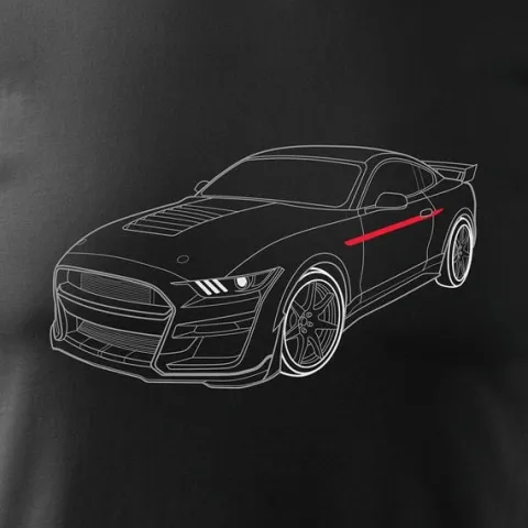 Koszulka motoryzacyjna z Fordem Mustangiem Ford Mustang Shelby GT F35 męska czarna REGULAR S