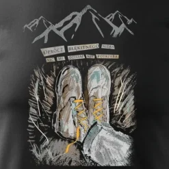 Koszulka outdoor w góry dla turysty namiot Tatry z butami buty górskie męska czarna REGULAR M
