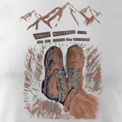 Koszulka outdoor w góry dla turysty namiot Tatry z butami buty górskie męska biała REGULAR S