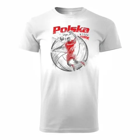 Koszulka polska siatkówka dla kibica do siatkówki siatkówka Volleyball męska biała REGULAR M