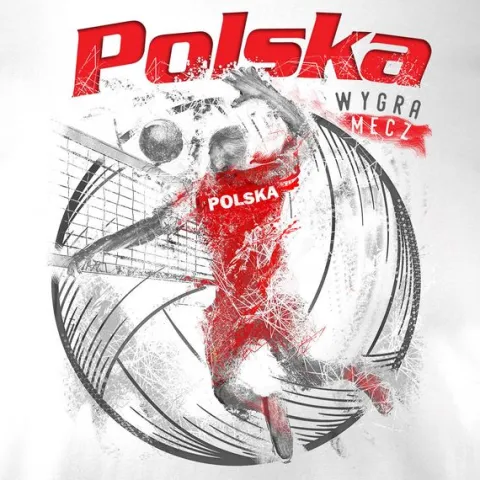 Koszulka polska siatkówka dla kibica do siatkówki siatkówka Volleyball męska biała REGULAR S