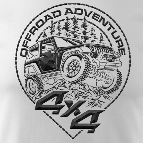 Koszulka rajdowa z jeepem jeep offroad off road off-road 4x4 męska biała REGULAR XXL