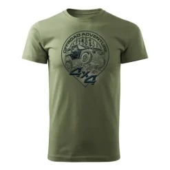 Koszulka rajdowa z jeepem jeep offroad off road off-road 4x4 męska khaki REGULAR XXL
