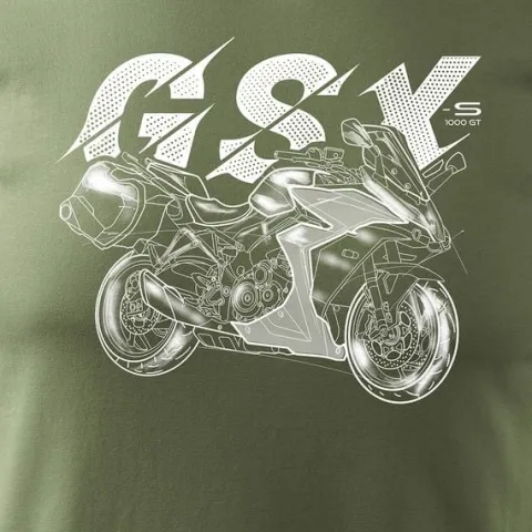 Koszulka z motocyklem motocykl Suzuki GSX 1000 GT męska khaki REGULAR L