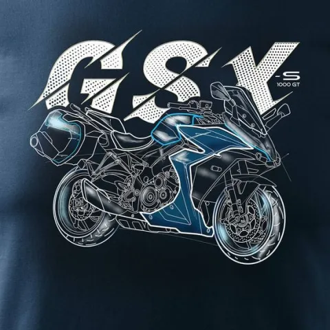 Koszulka z motocyklem motocykl Suzuki GSX 1000 GT męska granat REGULAR L