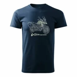 Koszulka z motocyklem na motor Suzuki V-strom Vstrom DL 650 XT męska granatowa REGULAR S