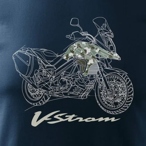 Koszulka z motocyklem na motor Suzuki V-strom Vstrom DL 650 XT męska granatowa REGULAR XXL
