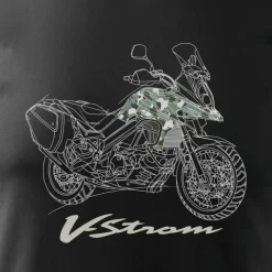 Koszulka z motocyklem na motor Suzuki V-strom Vstrom DL 650 XT męska czarna REGULAR S