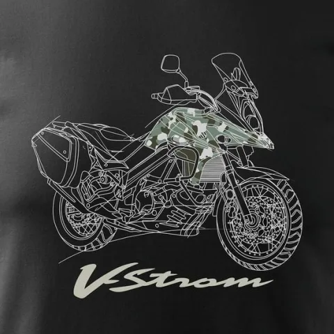 Koszulka z motocyklem na motor Suzuki V-strom Vstrom DL 650 XT męska czarna REGULAR S