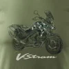 Koszulka z motocyklem na motor Suzuki V-strom Vstrom DL 650 XT męska khaki REGULAR S