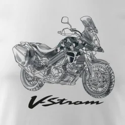 Koszulka z motocyklem na motor Suzuki V-strom Vstrom DL 650 XT męska biała REGULAR S