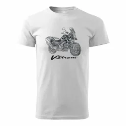Koszulka z motocyklem na motor Suzuki V-strom Vstrom DL 650 XT męska biała REGULAR S