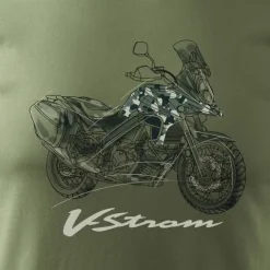 Koszulka z motocyklem na motor Suzuki V-strom Vstrom DL 650 XT męska khaki REGULAR M