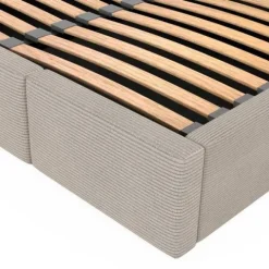 ŁÓŻKO TAPICEROWANE DO SYPIALNI 140x200 ŁÓŻKO PODWÓJNE Z POJEMNIKIEM BEŻOWE