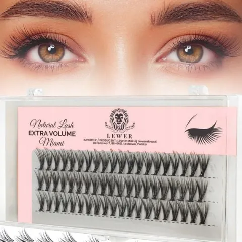KĘPKI RZĘSY EYELASH Lewer Miami EXTRA VOLUME 11mm GĘSTE NATURALNE JEDWABNE