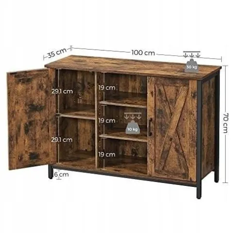 Kredens szafka boczna z otwartymi półkami komoda vintage kuchnia salon loft