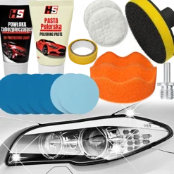 KRĄŻKI PAPIER ŚCIERNY PASTA POWŁOKA GĄBKA MIKROFIBRA DO POLEROWANIA LAMP