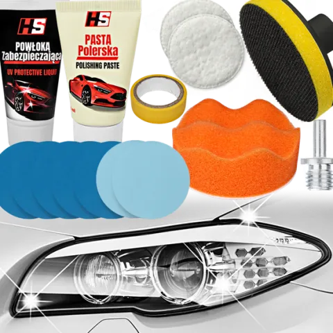 KRĄŻKI PAPIER ŚCIERNY PASTA POWŁOKA GĄBKA MIKROFIBRA DO POLEROWANIA LAMP