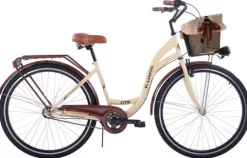 (K23) Rower miejski damski Kozbike 28 kremowo-brązowy