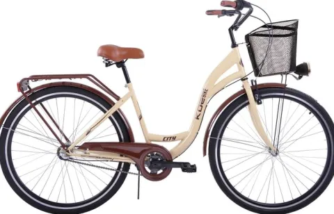 (K23) Rower miejski damski Kozbike 28 kremowo-brązowy