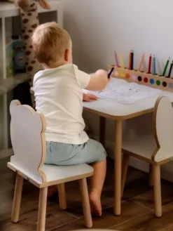 Krzesełko dla dzieci Miś białe