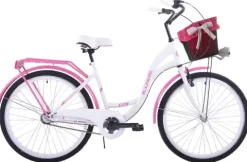 (26K19-S3) Rower miejski damski 26 Kozbike biało-różowy