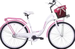 (26K19-S3) Rower miejski damski 26 Kozbike biało-różowy