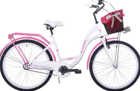 (26K19-S3) Rower miejski damski 26 Kozbike biało-różowy