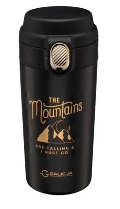 Kubek termiczny bidon MOUNTAINS 350 ml stal nierdzewna 18/10 czarno-złoty