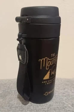 Kubek termiczny bidon MOUNTAINS 350 ml stal nierdzewna 18/10 czarno-złoty