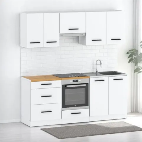 Kuchnia Biała Mat Nowoczesna Z Blatem Pojemna Modułowa Mini Mokka Full 2.0m