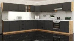Kuchnia Nowoczesna Duża Z Blatem Modułowa 6.8m Narożna Wotan Szary Wotan