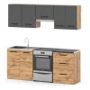 Kuchnia Nowoczesna Mała Z Blatem Pojemna 2m Modułowa Wotan Szara Dąb Wotan