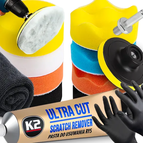 K2 Ultra Cut 100G Pasta Polerska + Zestaw Gąbek Do Polerowania Usuwania Rys