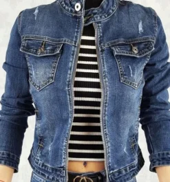 KURTKA KATANA JEANSOWA DAMSKA MŁODZIEŻOWA NA SUWAK PREMIUM ROZMIARY