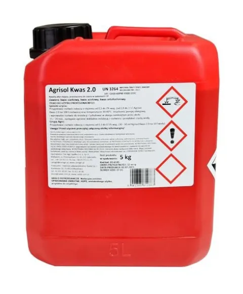 Kwaśny preparat myjący Agrisol Kwas 2.0, 5 kg, Can Agri